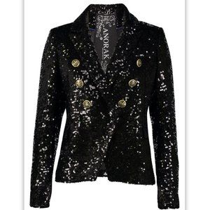 Women's Anorak Black Sequin Blazer Jacket - Size XS